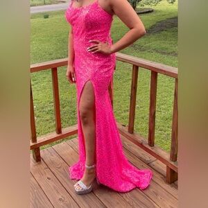 morilee pink sequin corset prom dress size 10